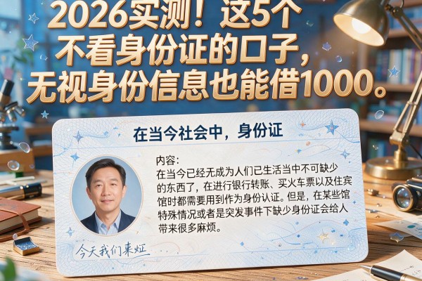 2026实测!这5个不看身份证的口子,无视身份信息也能借1000