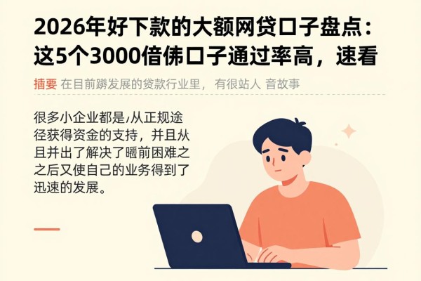 2026年好下款的大额网贷口子盘点:这5个3000借款口子通过率高,速看