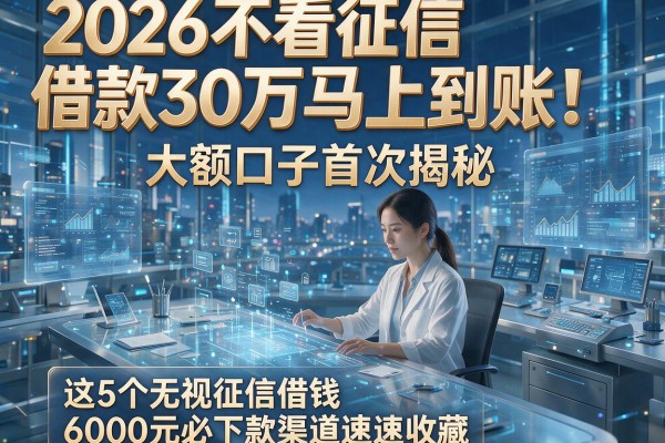 2026不看征信借款30万马上到账!大额口子首次揭秘,这5个无视征信借钱6000元必下款渠道速速收藏
