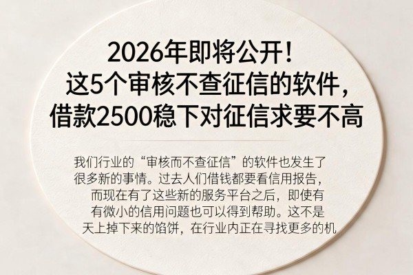 2026年即将公开!这5个审核不查征信的软件,借款2500稳下对征信要求不高