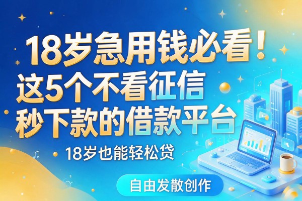 18岁急用钱必看!这5个不看征信秒下款的借款平台,18岁也能轻松贷