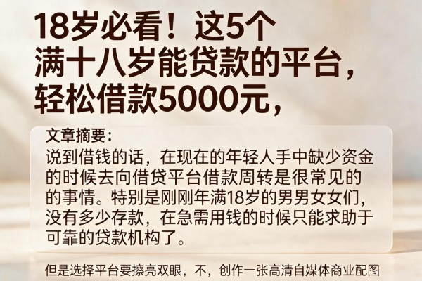 18岁必看!这5个满十八岁能贷款的平台,轻松借款5000元