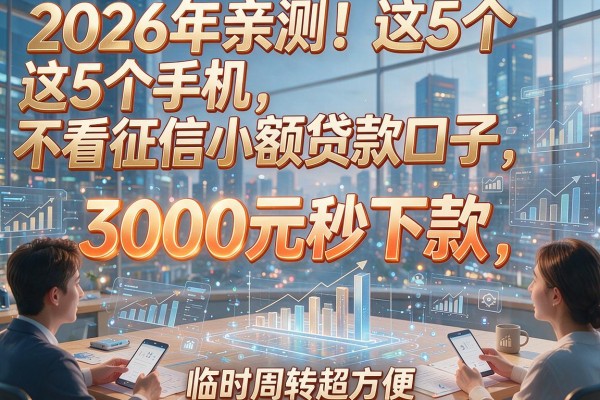 2026年亲测！这5个手机不看征信小额贷款口子，3000元秒下款，临时周转超方便！