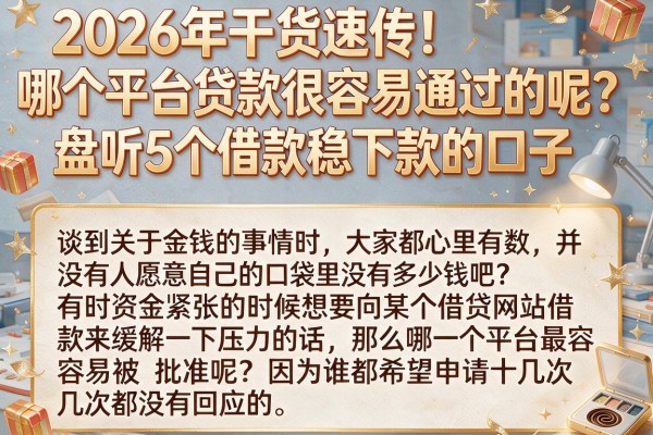 2026年干货速传!哪个平台贷款很容易通过的呢?盘点5个借款稳下款的口子