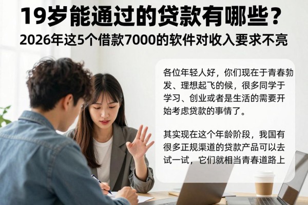 19岁能通过的贷款有哪些?2026年这5个借款7000的软件对收入要求不高