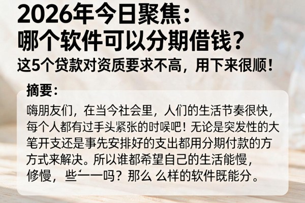 2026年今日聚焦:哪个软件可以分期借钱?这5个贷款对资质要求不高,用下来很顺!