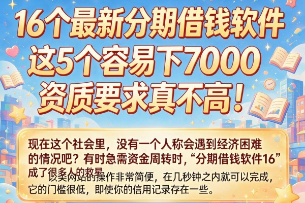 16个最新分期借钱软件,这5个容易下7000,资质要求真不高!