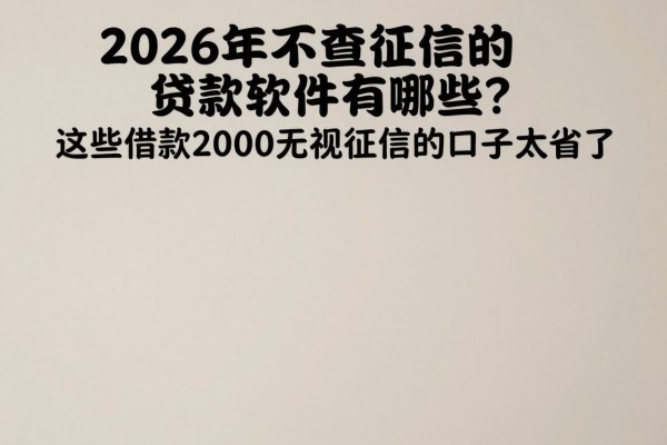 2026年不查征信的贷款软件有哪些？这些借款2000无视征信的口子太省了