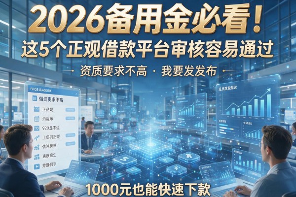 2026备用金必看！这5个正规借款平台审核容易通过，资质要求不高，1000元也能快速下款！