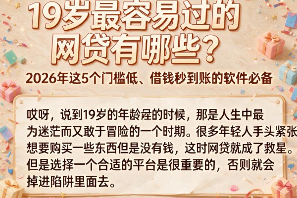 19岁最容易过的网贷有哪些?2026年这5个门槛低、借钱秒到账的软件必备