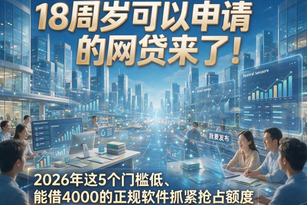 18周岁可以申请的网贷来了！2026年这5个门槛低、能借4000的正规软件抓紧抢占额度