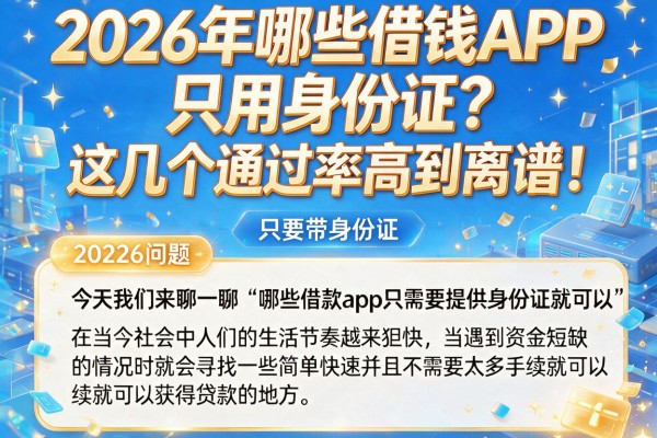 2026年哪些借钱APP只用身份证?这几个通过率高到离谱!