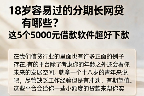 18岁容易过的分期长网贷有哪些?这5个5000元借款软件超好下款