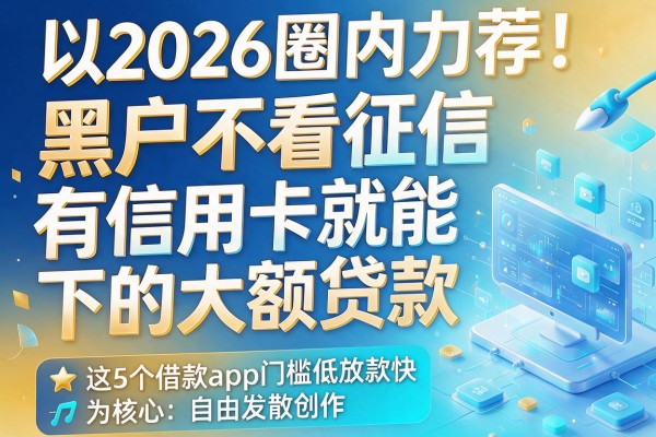 2026圈内力荐!黑户不看征信、有信用卡就能下的大额贷款,这5个借款app门槛低放款快