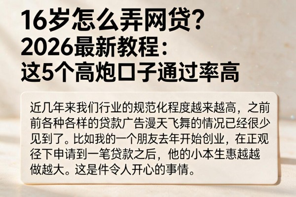 16岁怎么弄网贷?2026最新教程:这5个高炮口子通过率高