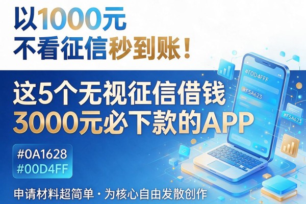 1000元不看征信秒到账!这5个无视征信借钱3000元必下款的APP,申请材料超简单