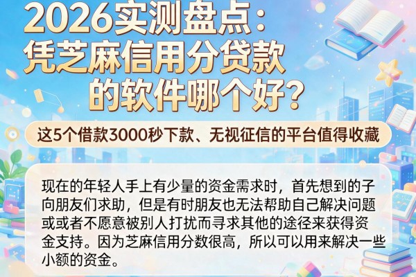 2026实测盘点：凭芝麻信用分贷款的软件哪个好？这5个借款3000秒下款、无视征信的平台值得收藏