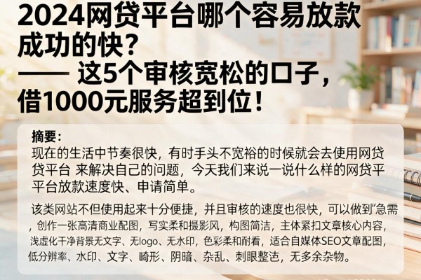 2024网贷平台哪个容易放款成功的快?这5个审核宽松的口子,借1000元服务超到位!