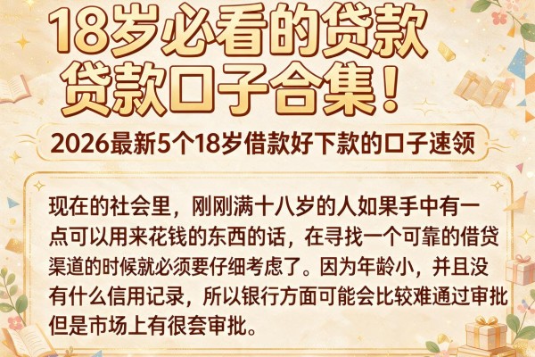18岁必看的贷款口子合集!2026最新5个18岁借款好下款的口子速领