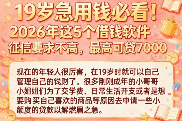 19岁急用钱必看!2026年这5个借钱软件征信要求不高,最高可贷7000
