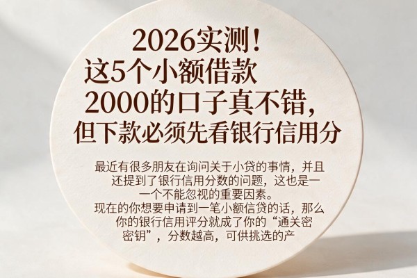 2026实测！这5个小额借款2000的口子真不错，但下款必须先看银行信用分