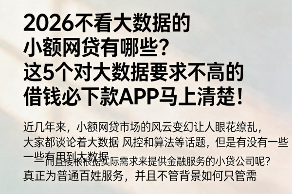 2026不看大数据的小额网贷有哪些？这5个对大数据要求不高的借钱必下款APP马上清楚！