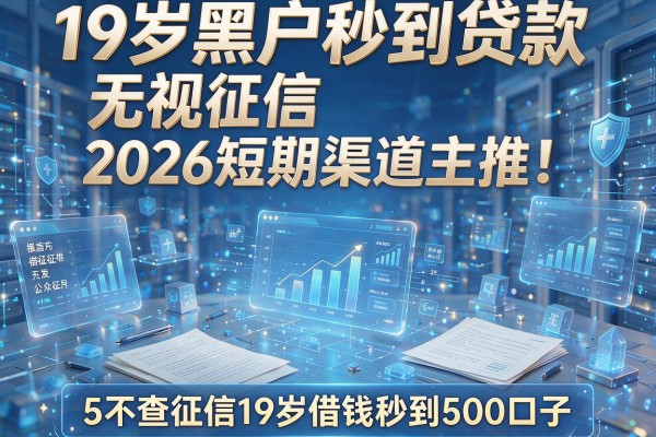 19岁黑户秒到贷款无视征信,2026短期渠道主推!附5个不查征信19岁借钱秒到500口子