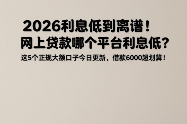 2026利息低到离谱!网上贷款哪个平台利息低?这5个正规大额口子今日更新,借款6000超划算!