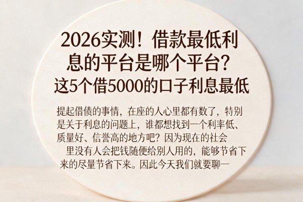 2026实测!借款最低利息的平台是哪个平台?这5个借5000的口子利息最低