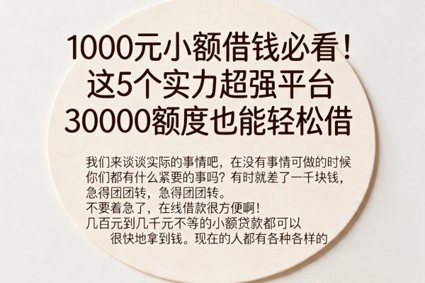 1000元小额借钱必看！这5个实力超强平台，30000额度也能轻松借