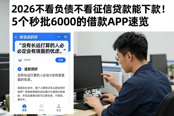 2026不看负债不看征信贷款能下款!5个秒批6000的借款APP速览