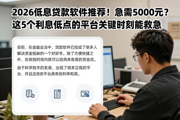 2026低息贷款软件推荐!急需50000元?这5个利息低点的平台关键时刻能救急