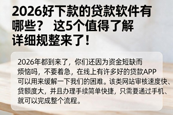 2026好下款的贷款软件有哪些?这5个值得了解,详细规整来了!