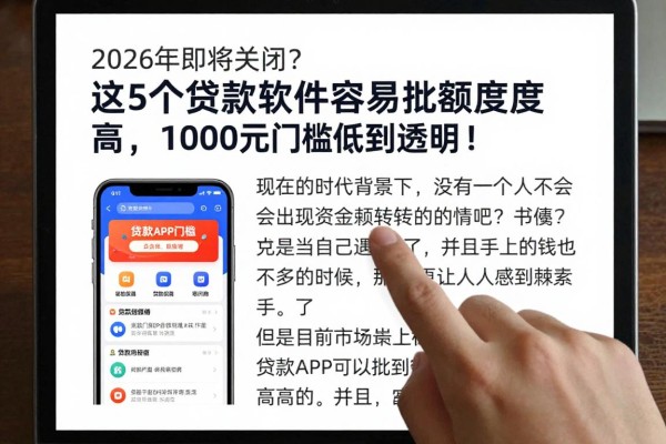 2026年即将关闭？这5个贷款软件容易批额度高，1000元门槛低到透明！