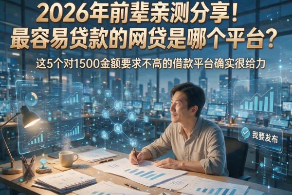 2026年前辈亲测分享！最容易贷款的网贷是哪个平台？这5个对1500金额要求不高的借款平台确实很给力