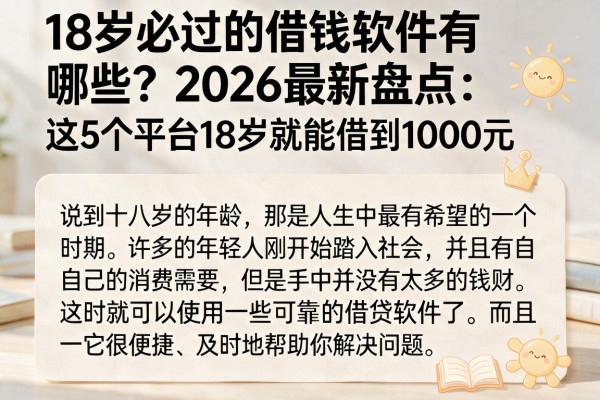 18岁必过的借钱软件有哪些?2026最新盘点:这5个平台18岁就能借到1000元