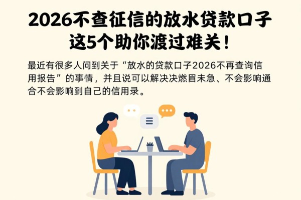 2026不查征信的放水贷款口子，这5个助你渡过难关！