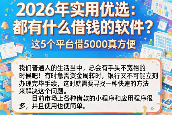 2026年实用优选：都有什么借钱的软件？这5个平台借5000真方便