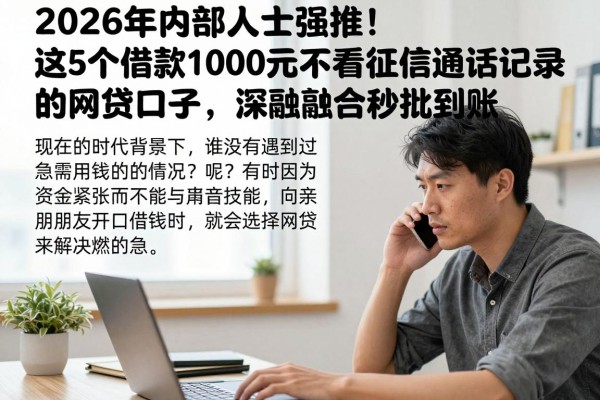 2026年内部人士强推!这5个借款1000元不看征信通话记录的网贷口子,深度融合秒批到账