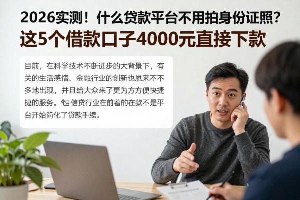 2026实测！什么贷款平台不用拍身份证照？这5个借款口子4000元直接下款