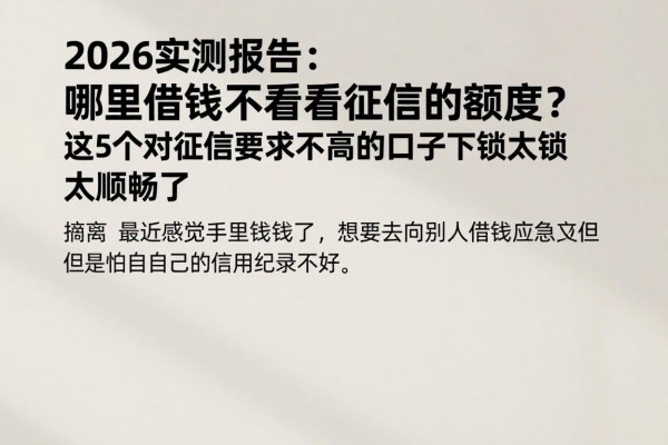 2026实测报告:哪里借钱不看征信的额度?这5个对征信要求不高的口子下款太顺畅了