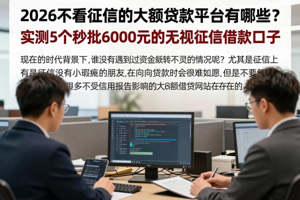 2026不看征信的大额贷款平台有哪些?实测5个秒批6000元的无视征信借款口子