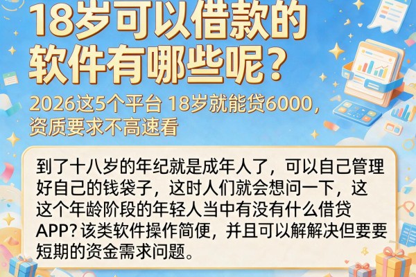 18岁可以借款的软件有哪些呢?2026这5个平台18岁就能贷6000,资质要求不高速看
