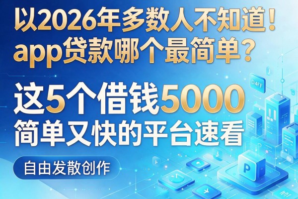 2026年多数人不知道!app贷款哪个最简单?这5个借钱5000简单又快的平台速看