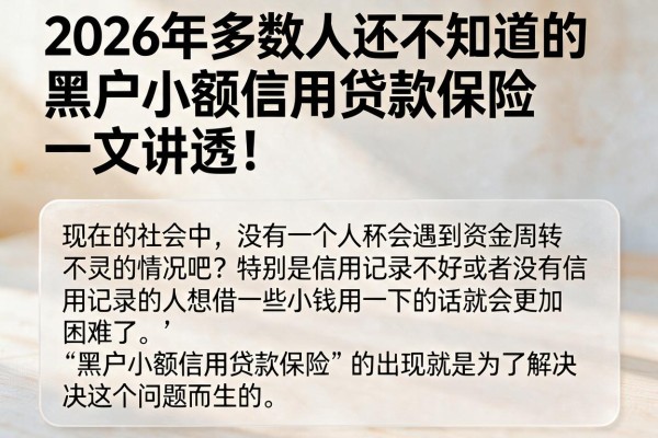 2026年多数人还不知道的黑户小额信用贷款保险,一文讲透!