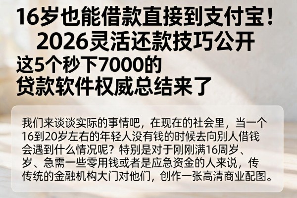 16岁也能借款直接到支付宝！2026灵活还款技巧公开，这5个秒下7000的贷款软件权威总结来了
