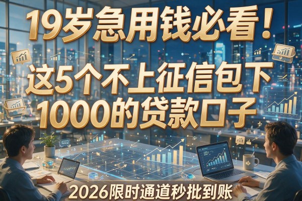 19岁急用钱必看！这5个不上征信包下1000的贷款口子，2026限时通道秒批到账