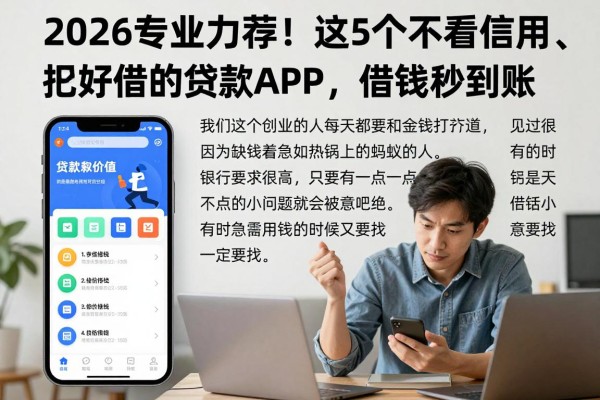 2026专业力荐!这5个不看信用、比较好借的贷款APP,借钱秒到账
