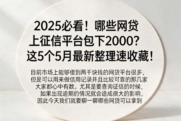 2025必看!哪些网贷上征信平台包下2000?这5个5月最新整理速收藏!