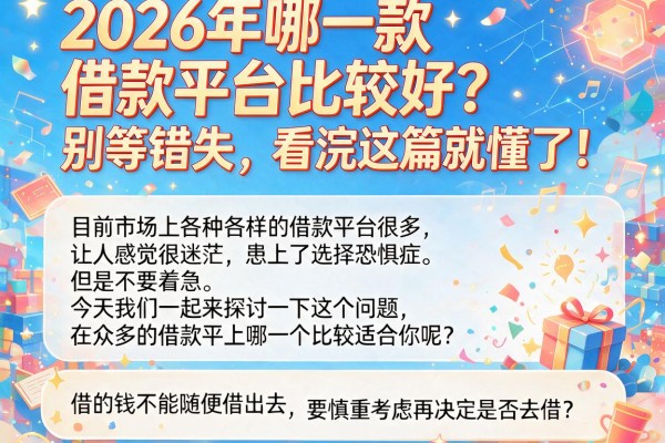 2026年哪一款借款平台比较好？别等错失，看完这篇就懂了！